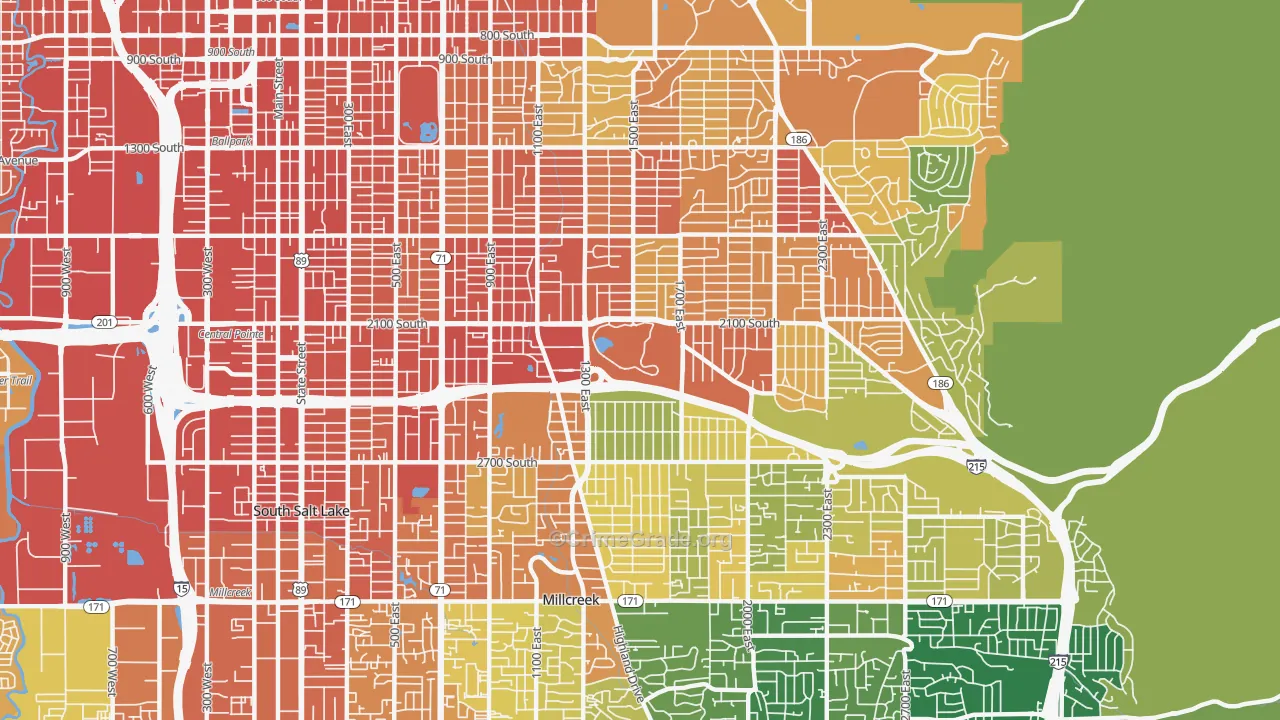 Sugar House, Salt Lake City, UT Map of Assault Rates