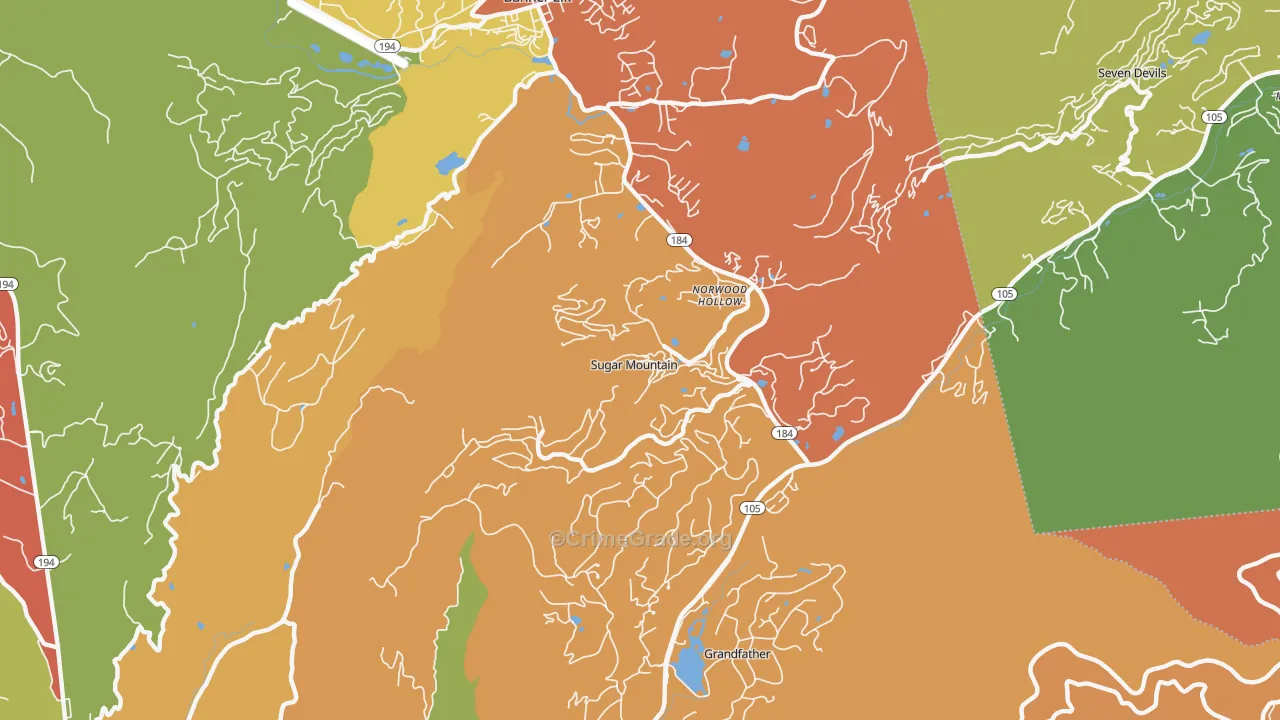 Sugar Mountain, NC Map of Assault Rates