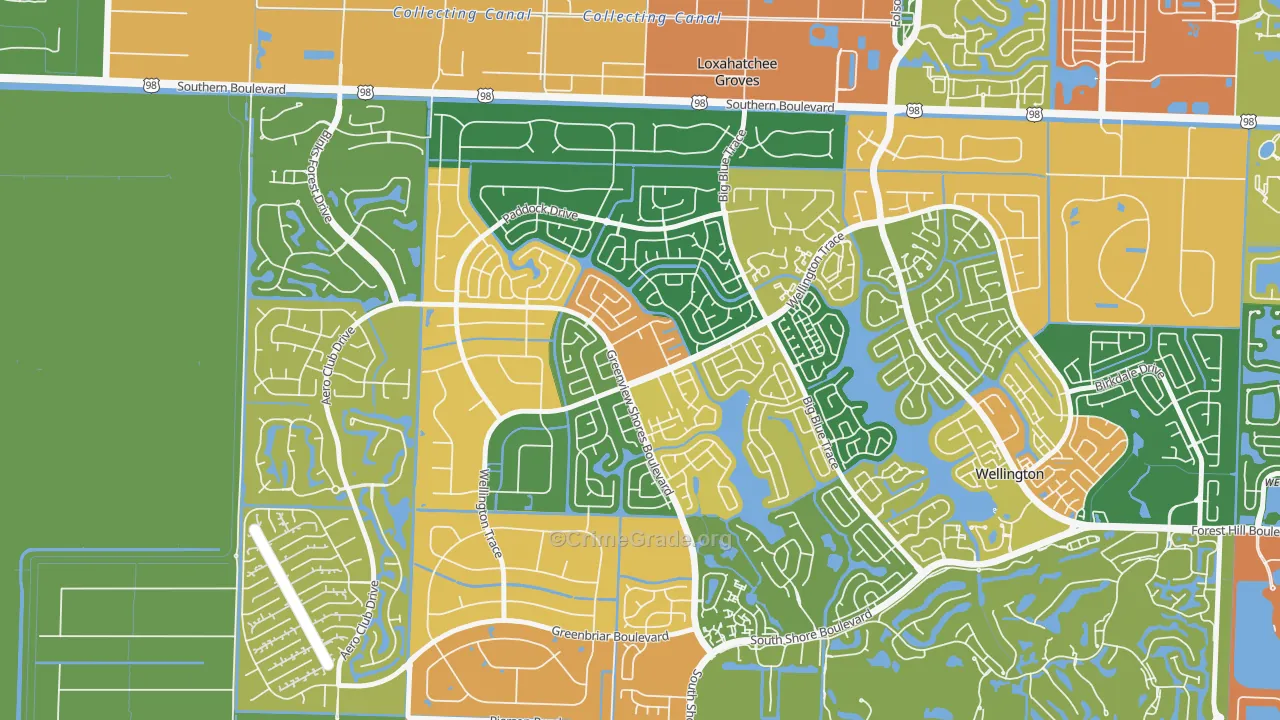 Sugar Pond Manor of Wellington, Wellington, FL Map of Assault Rates