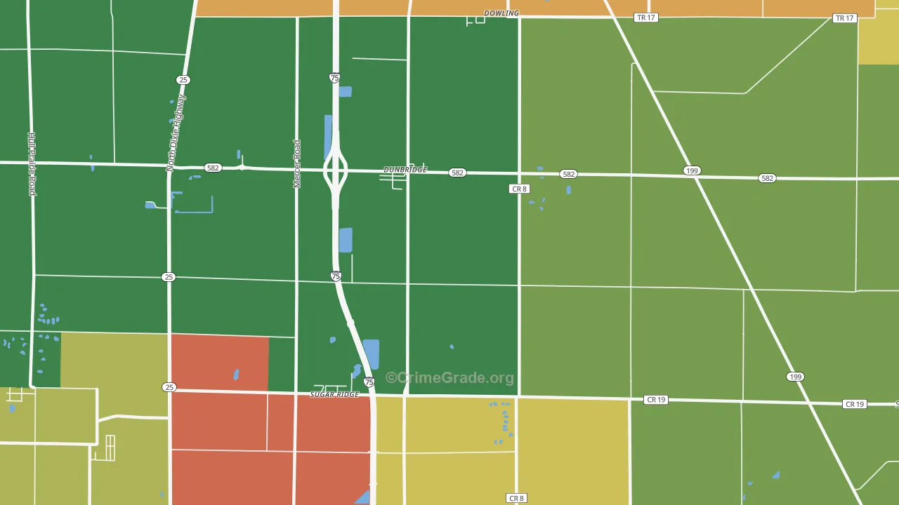 Sugar Ridge, OH Map of Assault Rates