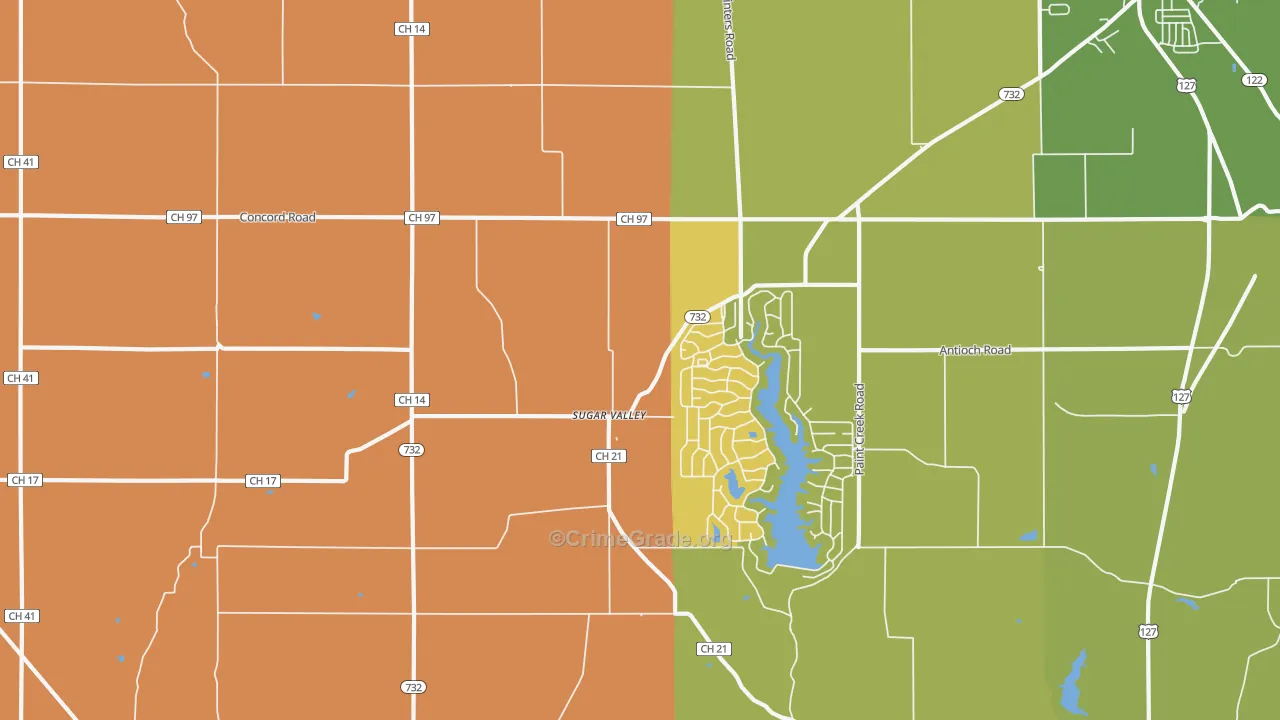 Sugar Valley, OH Map of Assault Rates