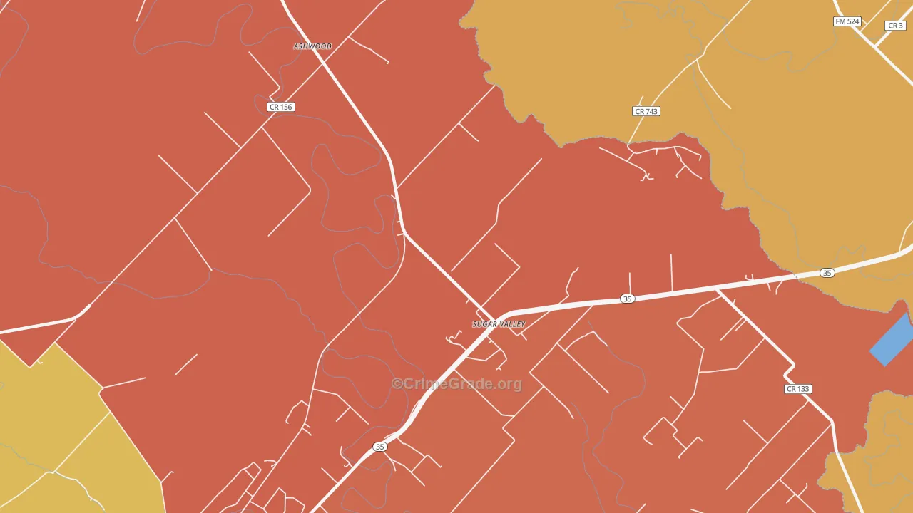 Sugar Valley, TX Map of Assault Rates