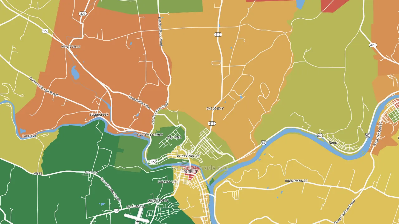 Sugarcreek, PA Map of Assault Rates