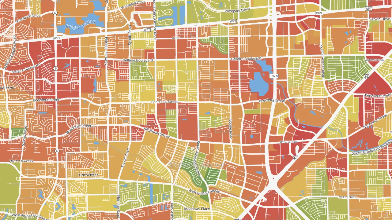 Sugarland, Houston, TX Map of Assault Rates