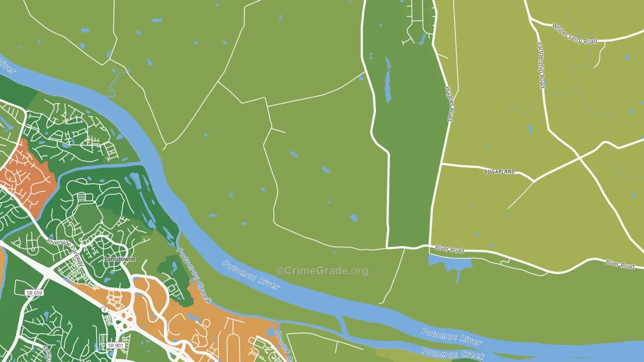 Sugarland, MD Map of Assault Rates