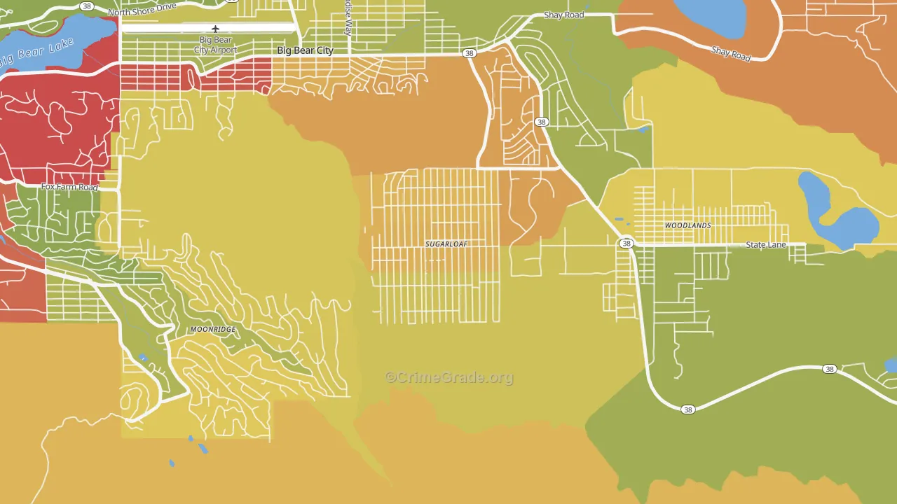 Sugarloaf, CA Map of Assault Rates