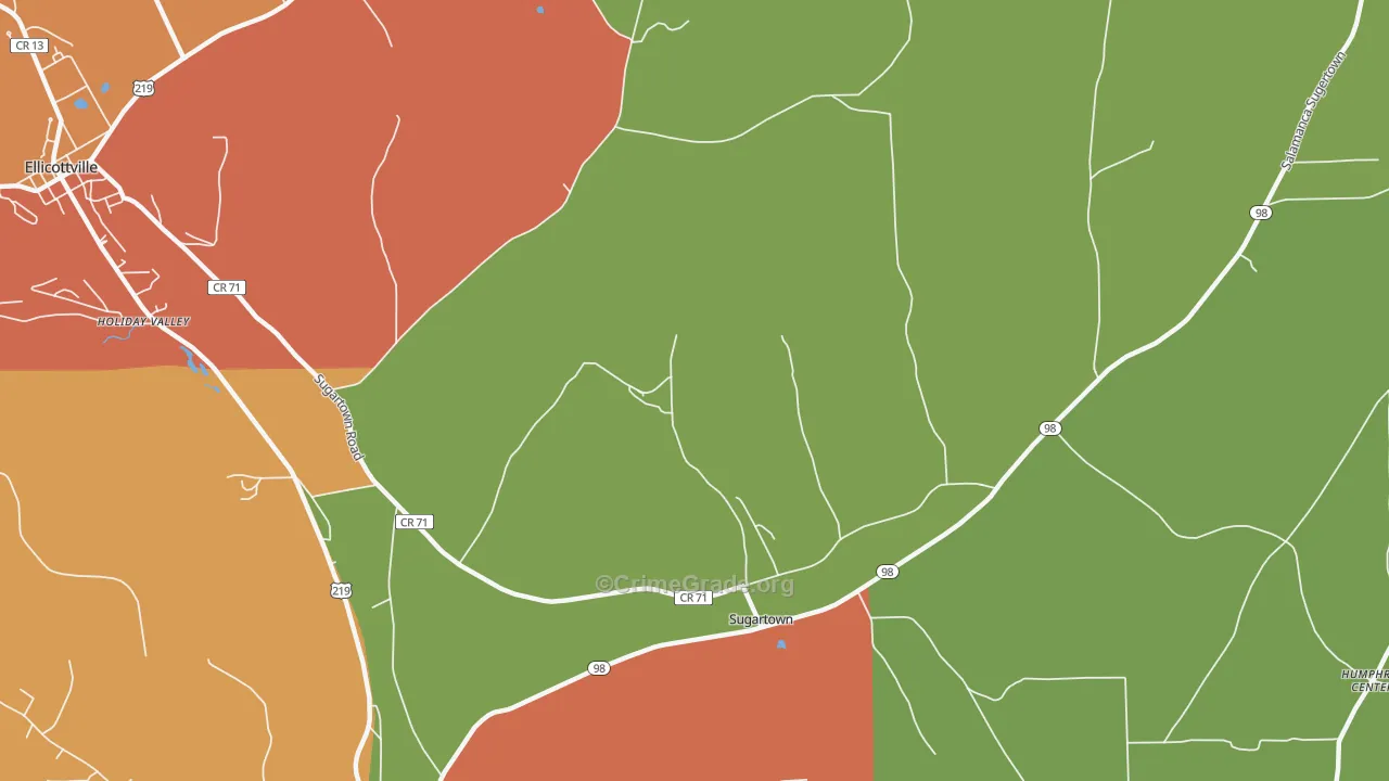 Sugartown, NY Map of Assault Rates