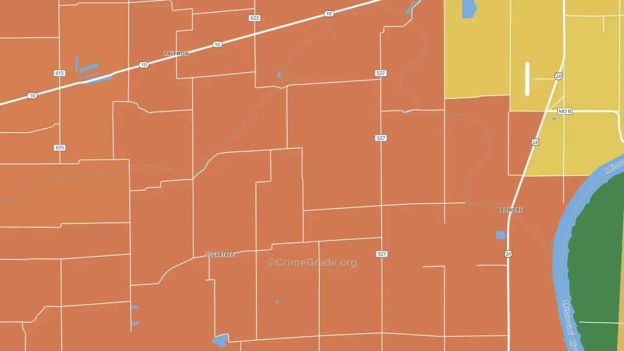 Sugartree, MO Map of Assault Rates
