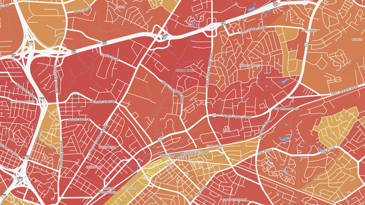 Sugaw Creek, Charlotte, NC Map of Assault Rates