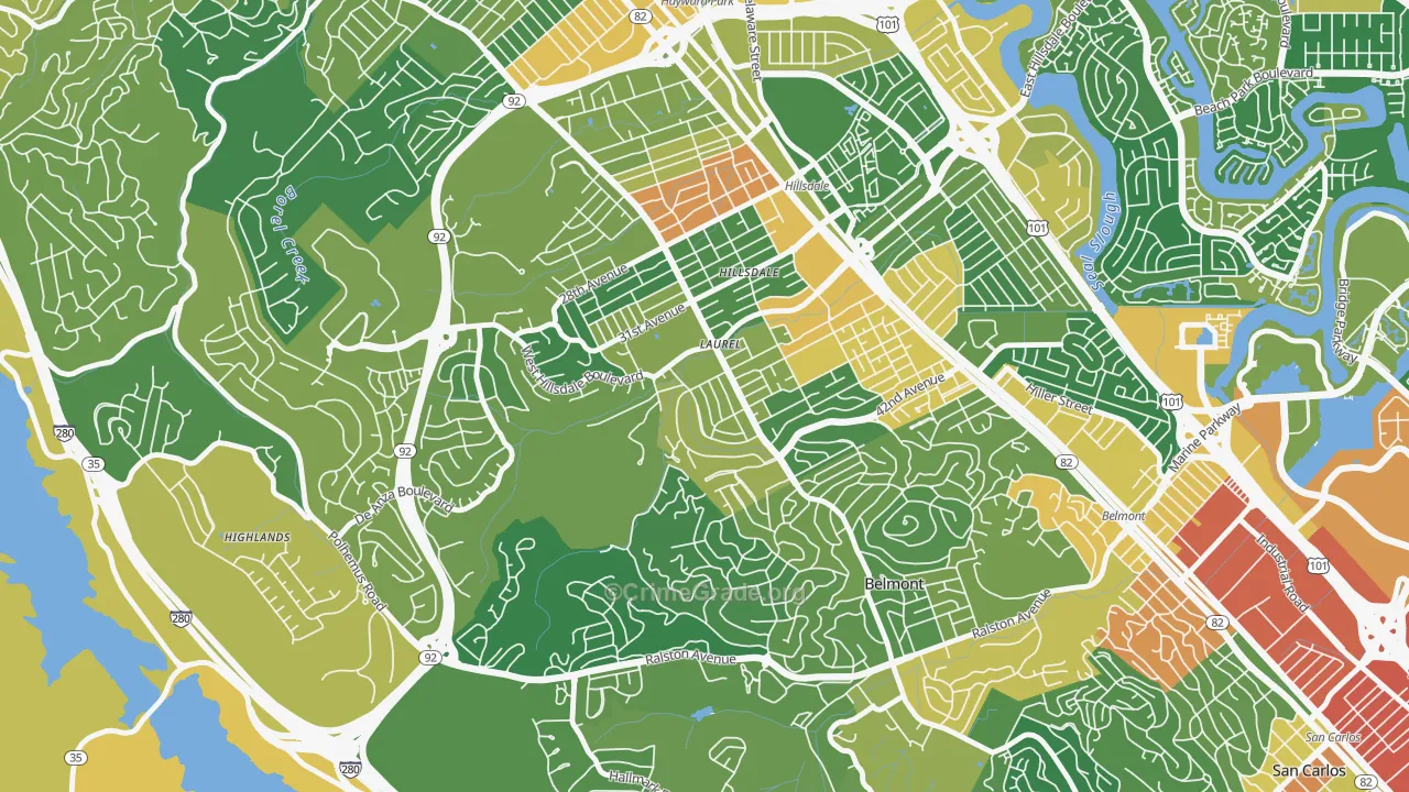 Sugerloaf, San Mateo, CA Map of Assault Rates