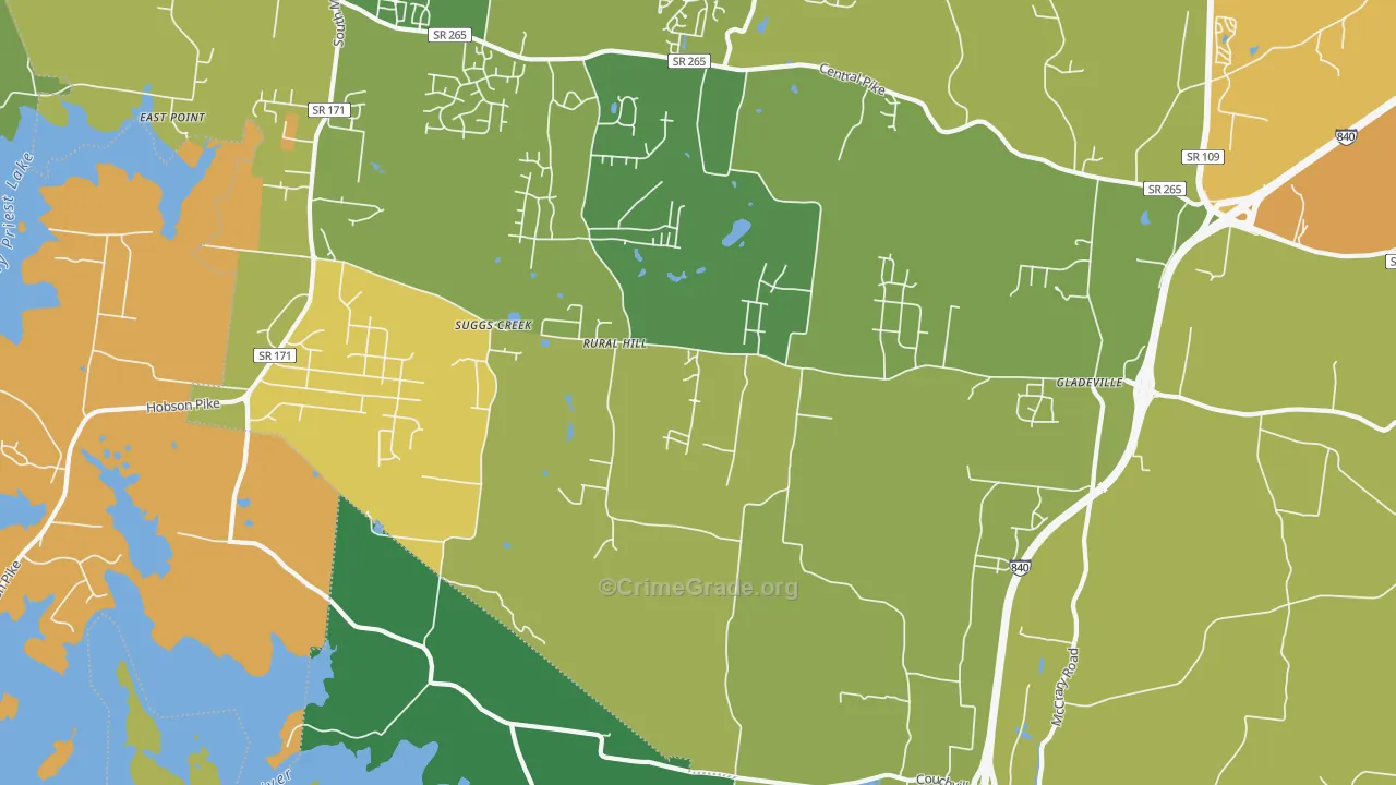 Suggs Creek, TN Map of Assault Rates