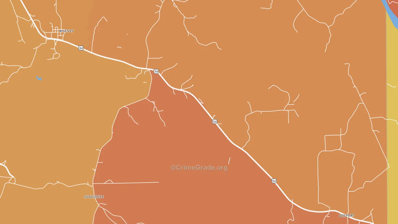 Suggsville, AL Map of Assault Rates