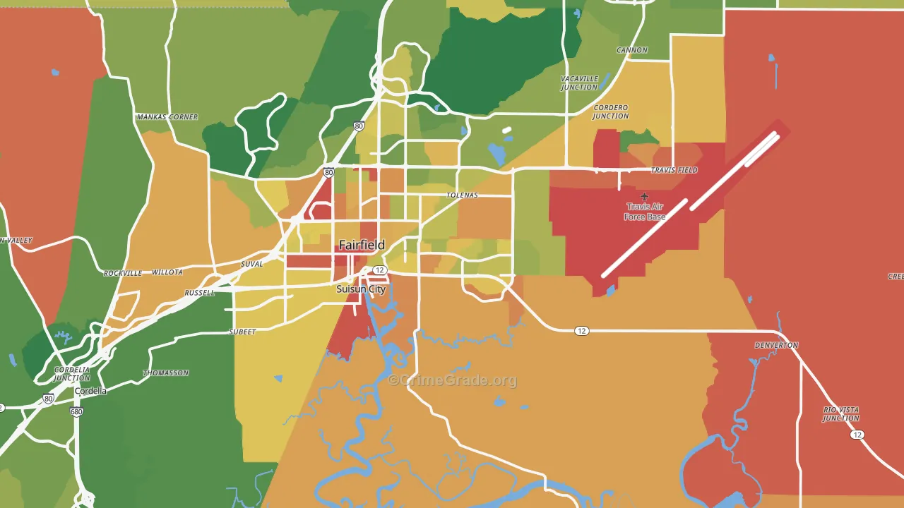 Suisun City, CA Map of Assault Rates