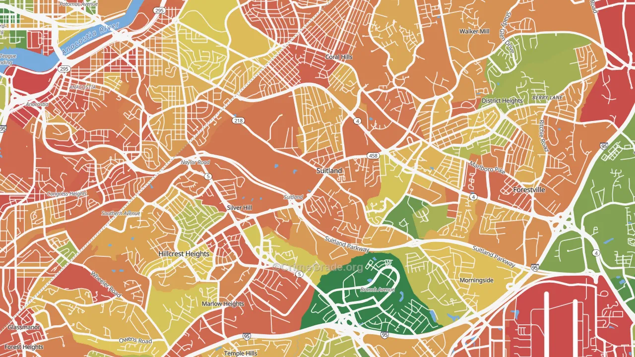 Suitland, MD Map of Assault Rates