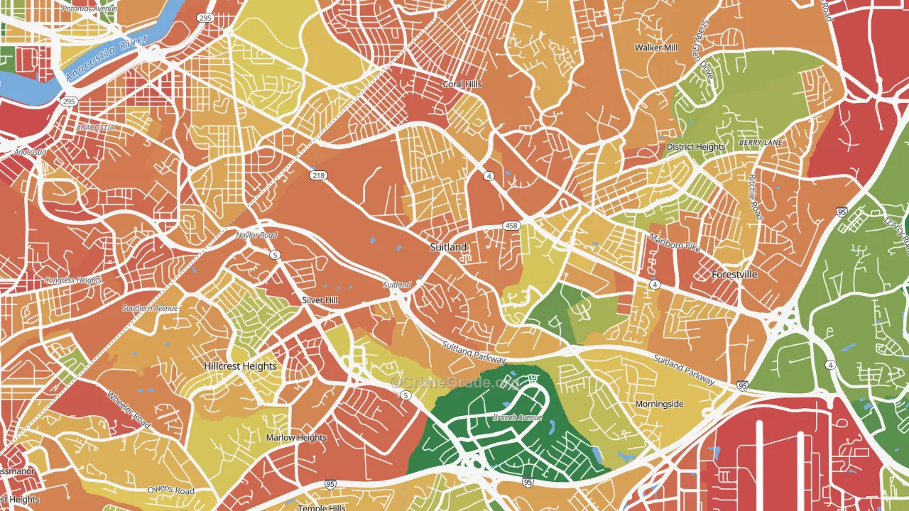 Suitland-Silver Hill, Suitland, MD Map of Assault Rates