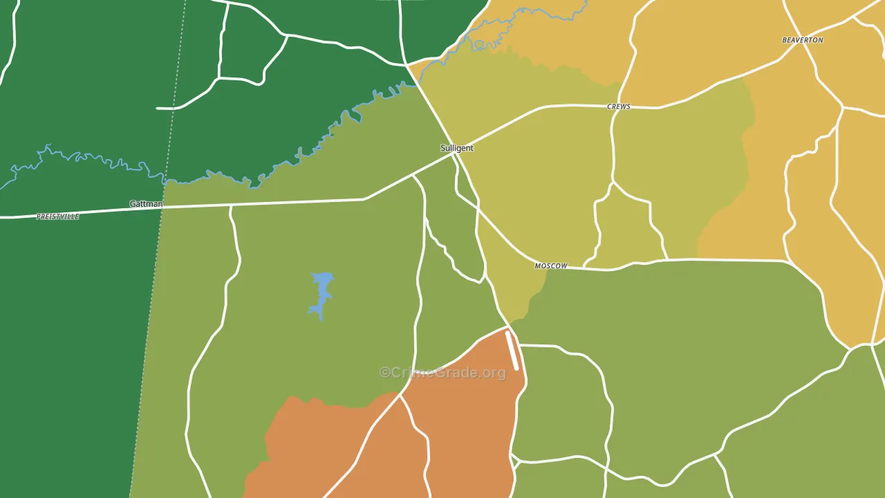 Sulligent, AL Map of Assault Rates