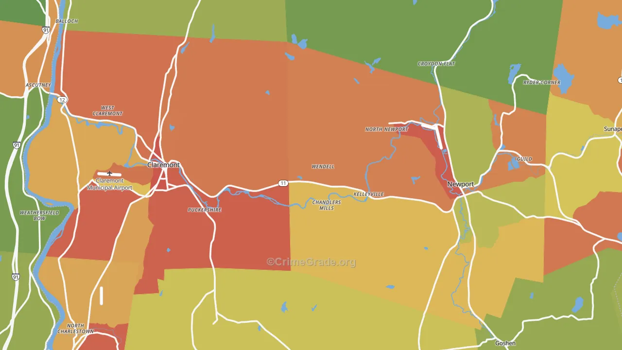 Sullivan County, NH Map of Assault Rates