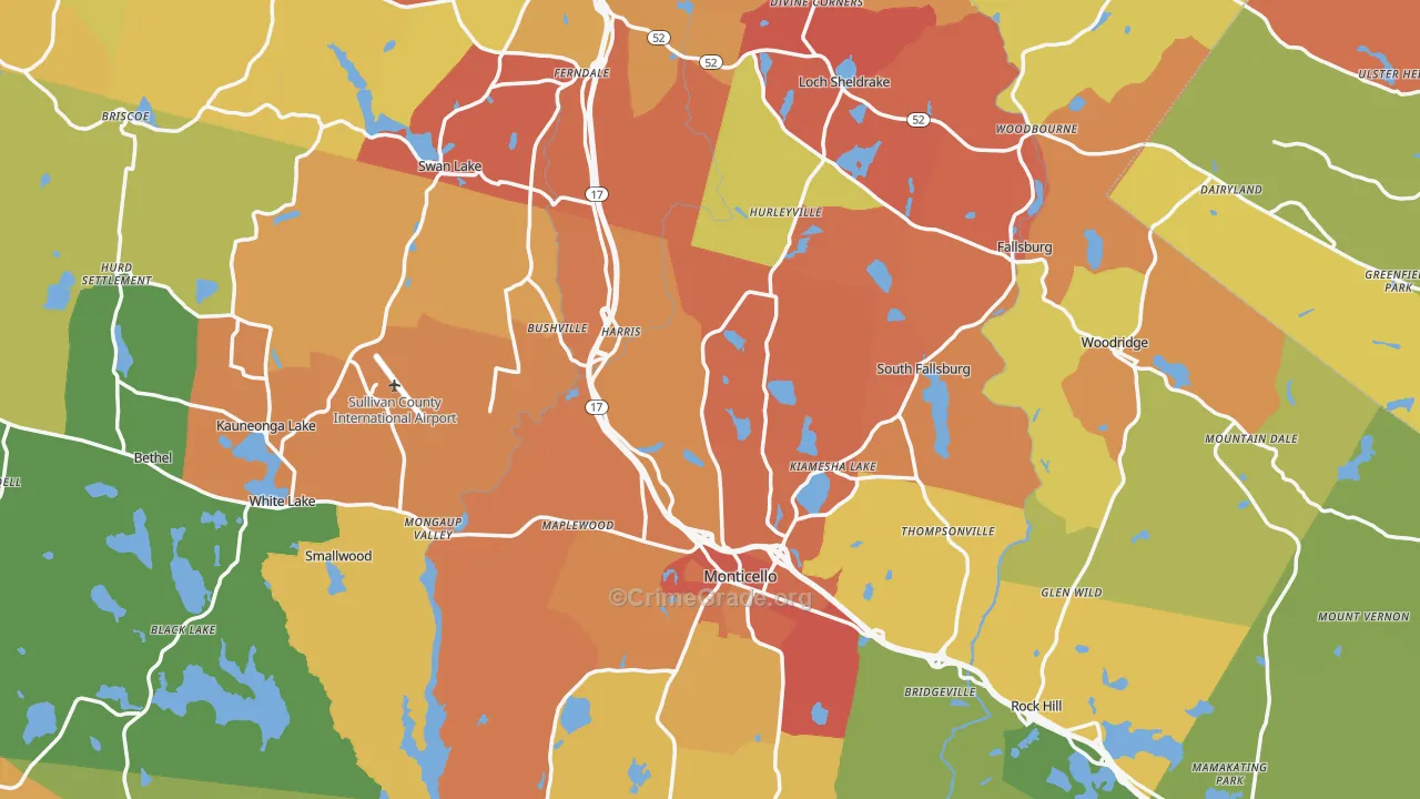 Sullivan County, NY Map of Assault Rates