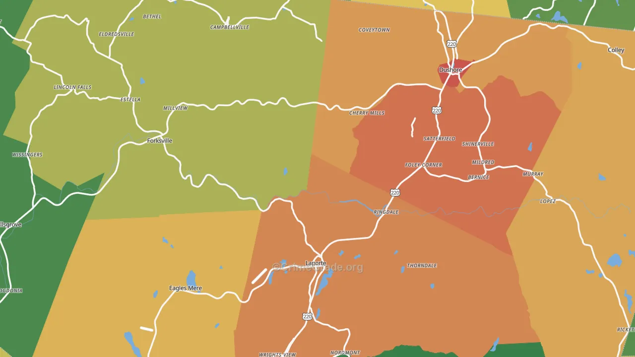 Sullivan County, PA Map of Assault Rates