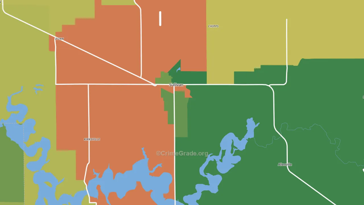 Sullivan, IL Map of Assault Rates