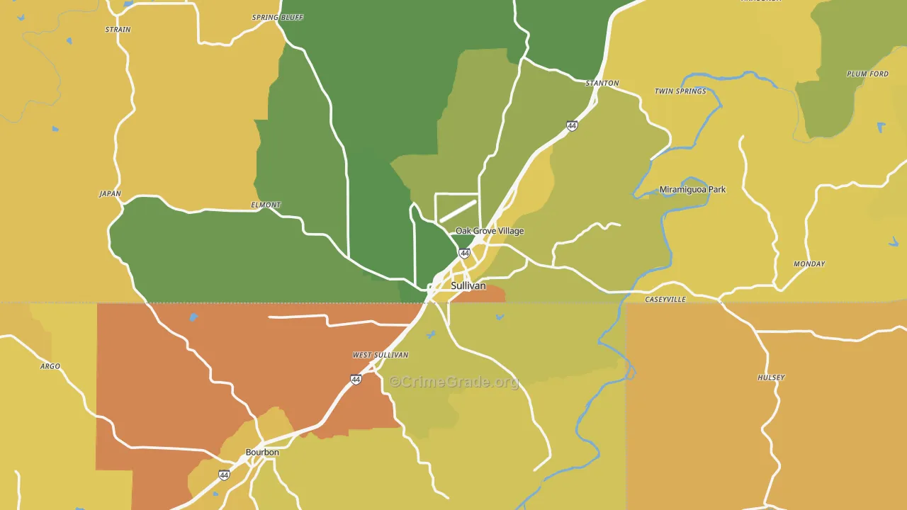 Sullivan, MO Map of Assault Rates