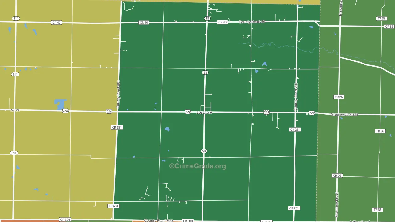 Sullivan, OH Map of Assault Rates