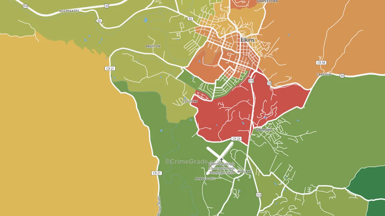 Sullivan, WV Map of Assault Rates