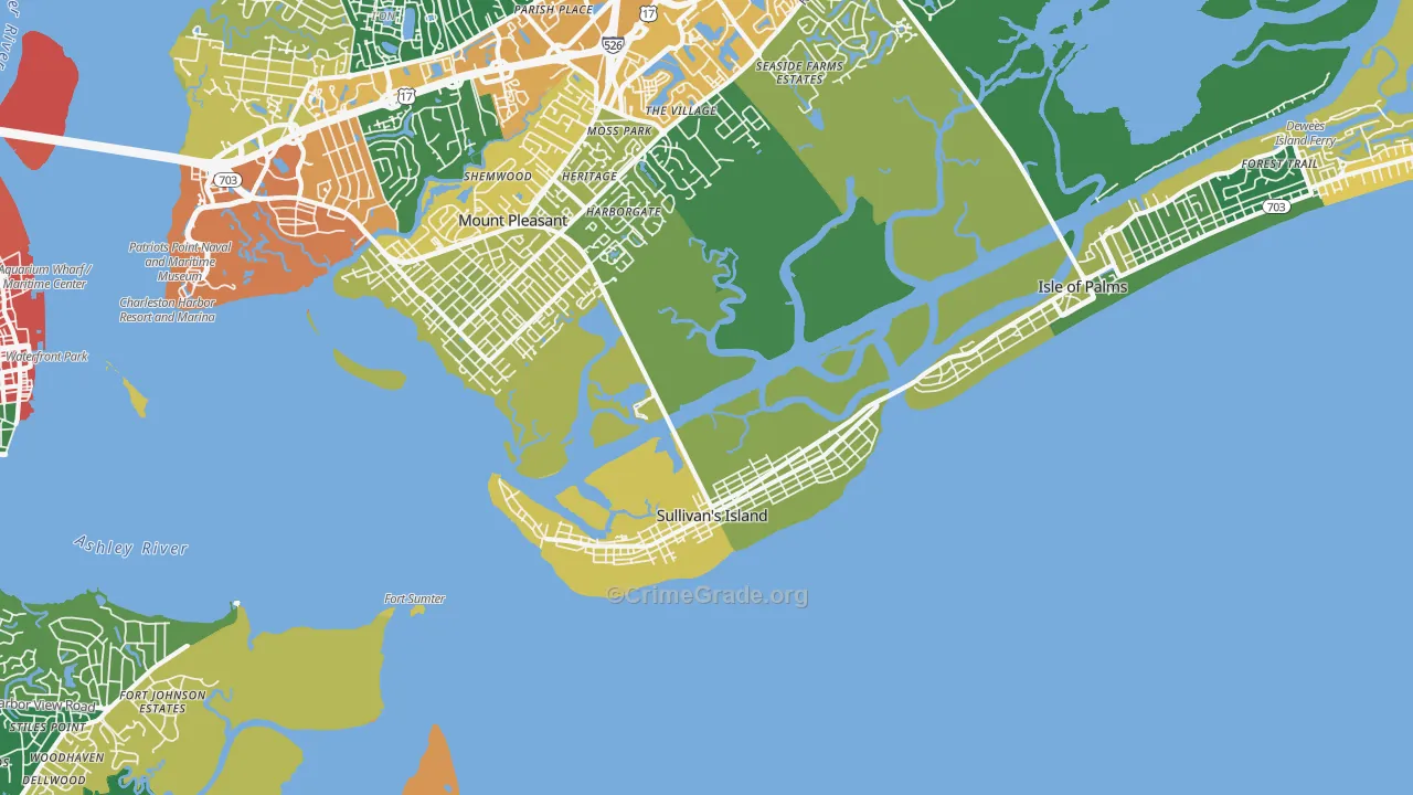 Sullivans Island, SC Map of Assault Rates
