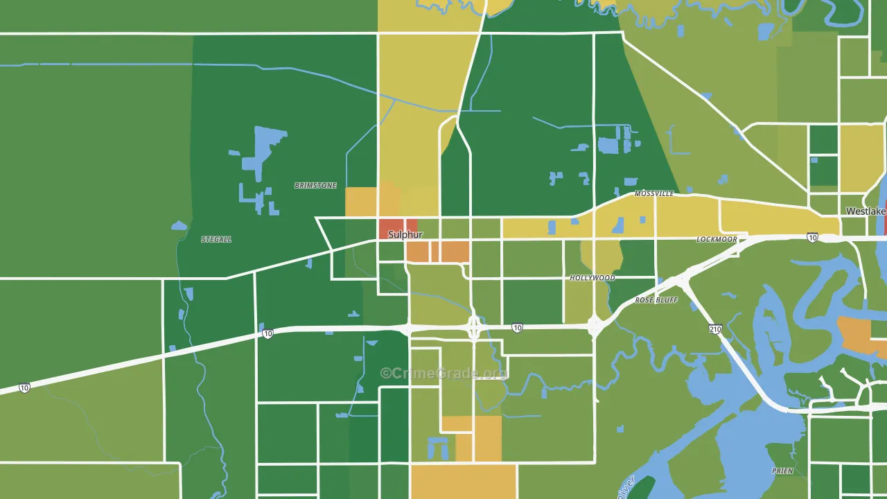 Sulphur, LA Map of Assault Rates