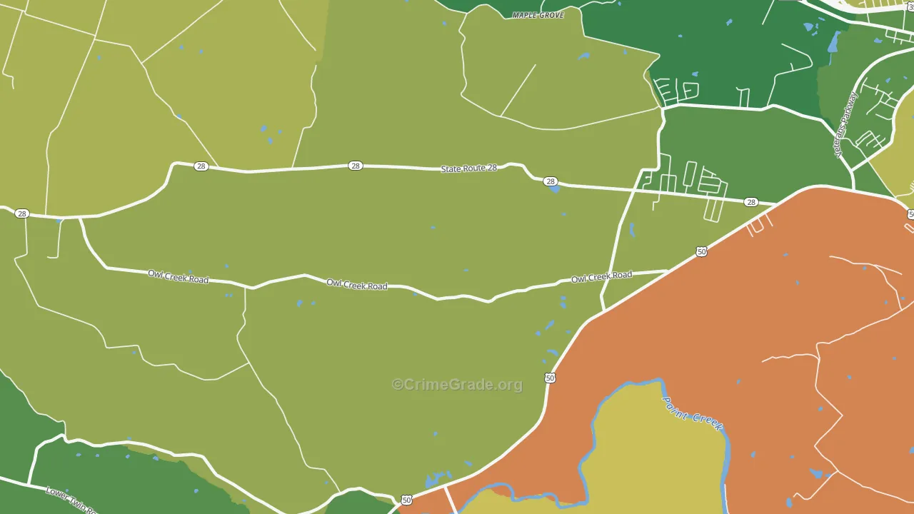 Sulphur Lick, OH Map of Assault Rates
