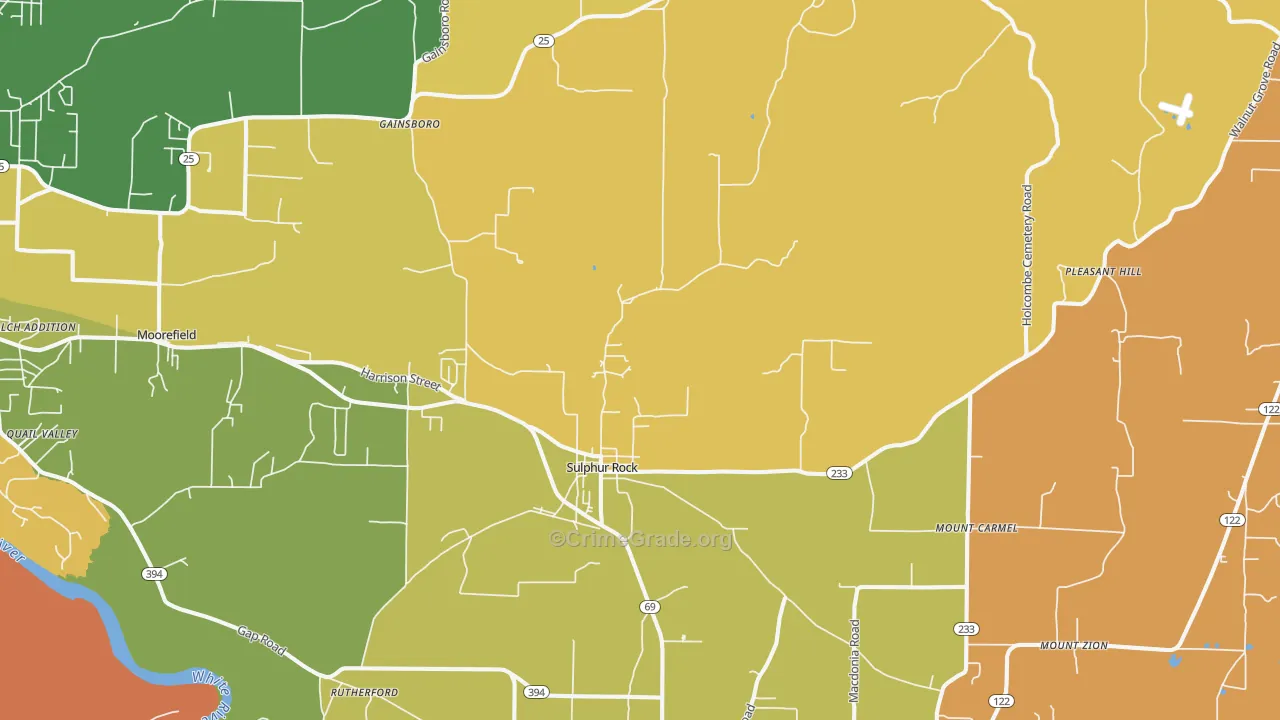 Sulphur Rock, AR Map of Assault Rates
