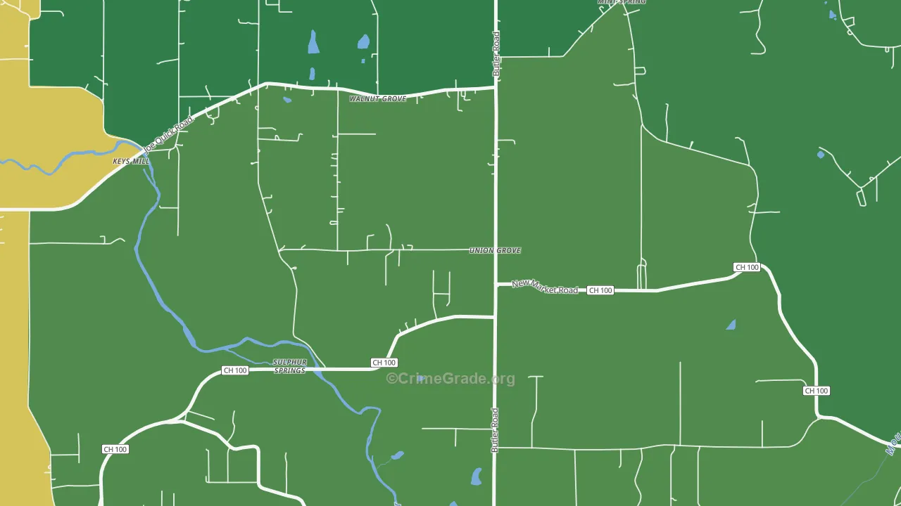 Sulphur Springs, AL Map of Assault Rates
