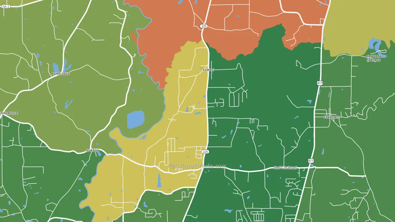Sumac, GA Map of Assault Rates
