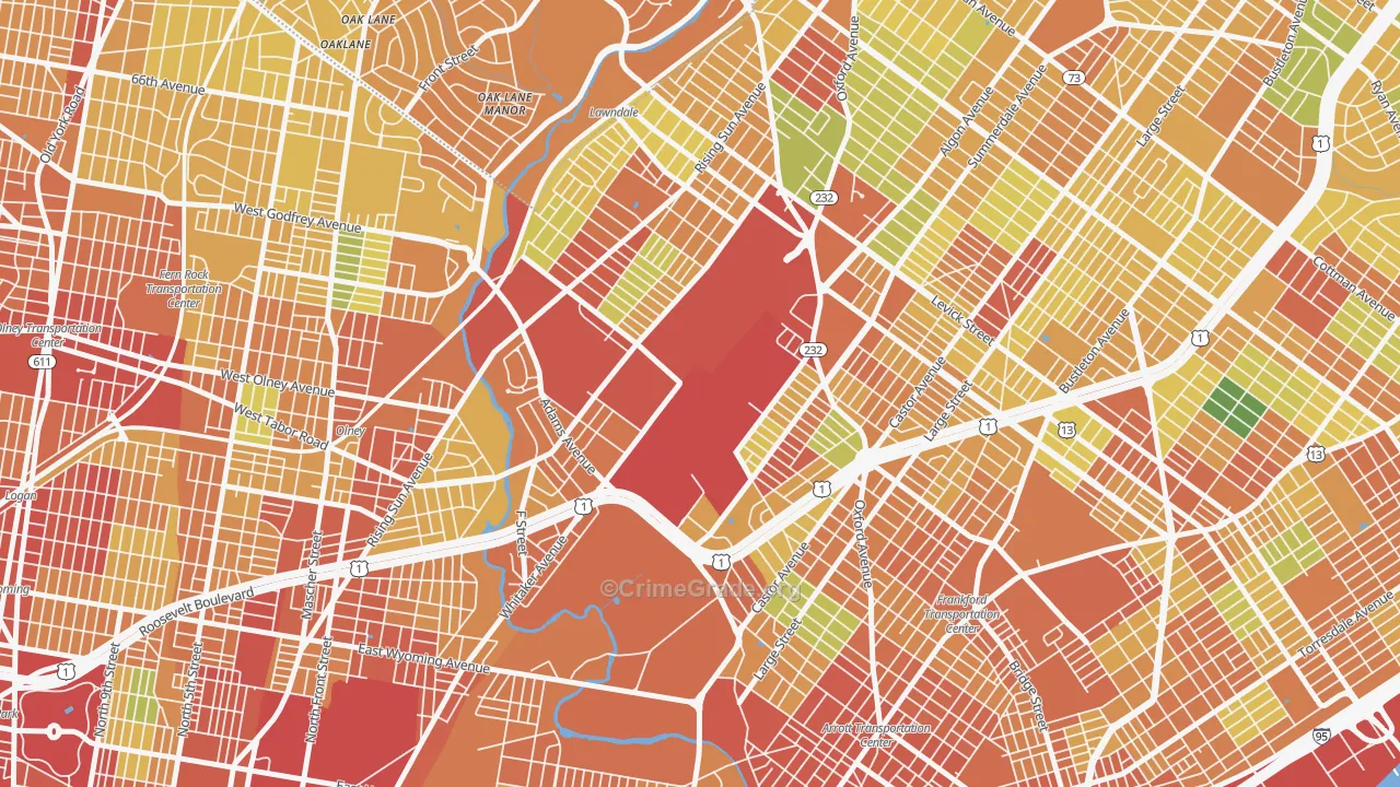 Summerdale, Philadelphia, PA Map of Assault Rates