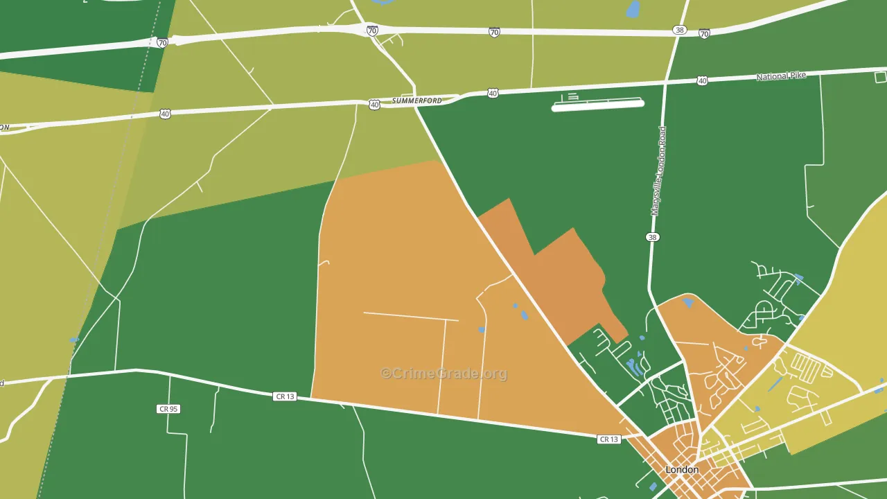 Summerford, OH Map of Assault Rates