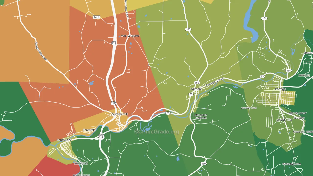 Summerhill, PA Map of Assault Rates