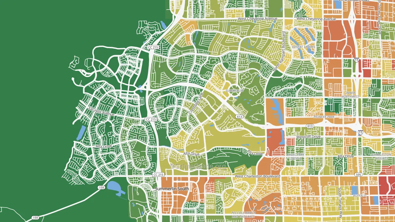 Summerlin North, Las Vegas, NV Map of Assault Rates