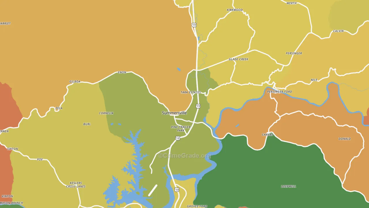 Summersville, WV Map of Assault Rates