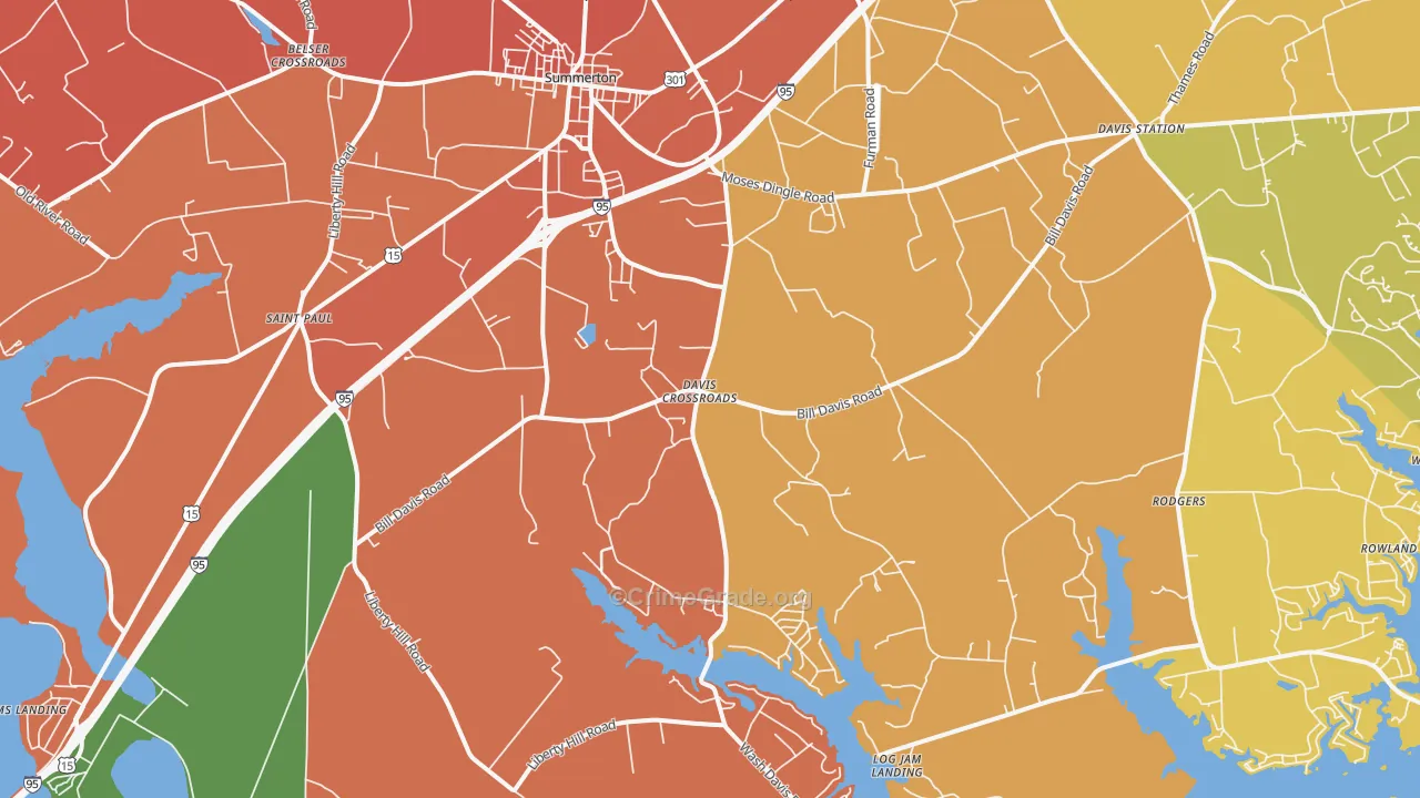 Summerton, SC Map of Assault Rates