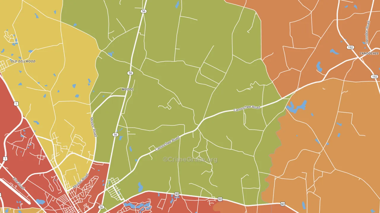 Summertown, GA Map of Assault Rates