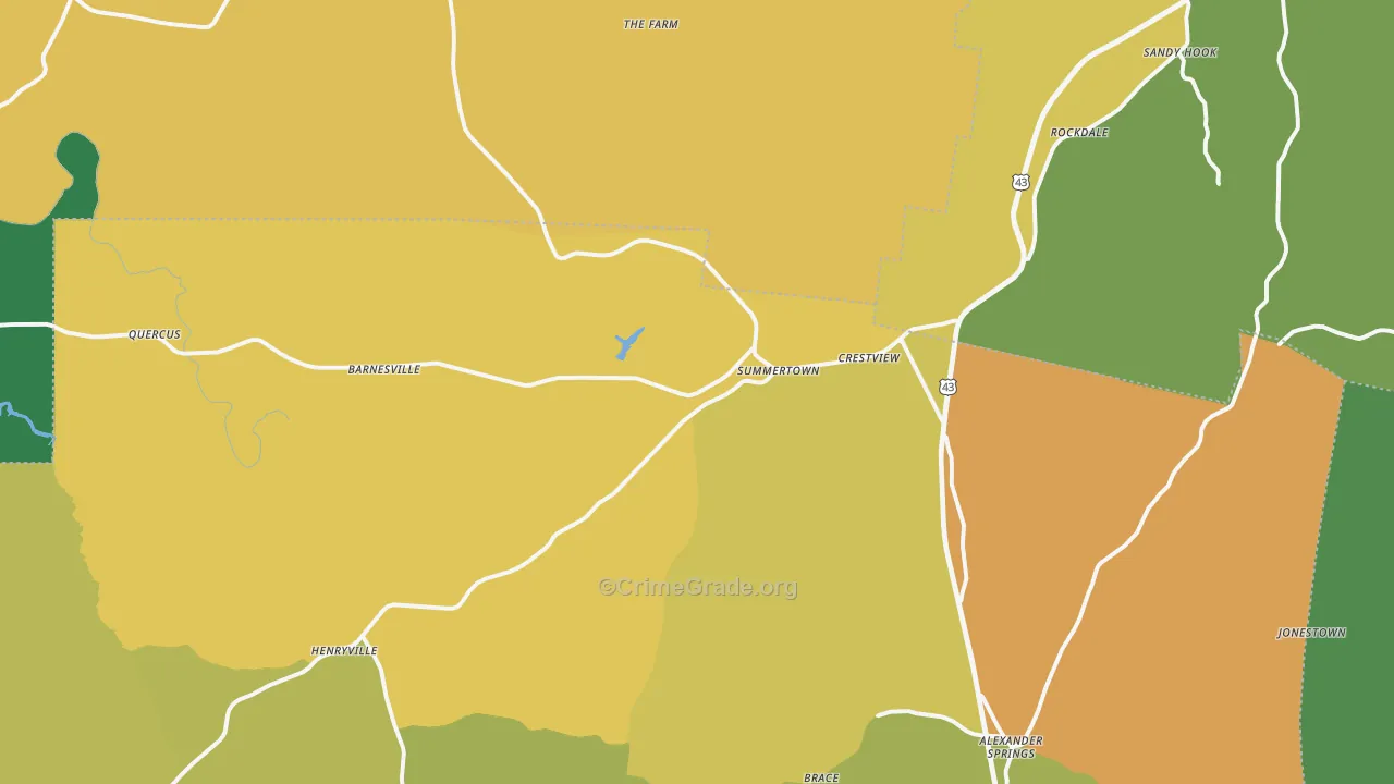 Summertown, TN Map of Assault Rates