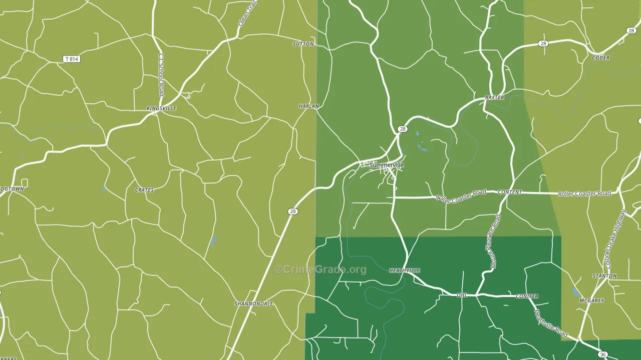 Summerville, PA Map of Assault Rates