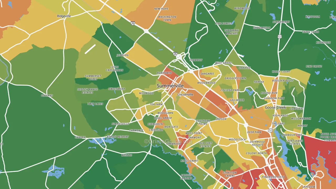 Summerville, SC Map of Assault Rates