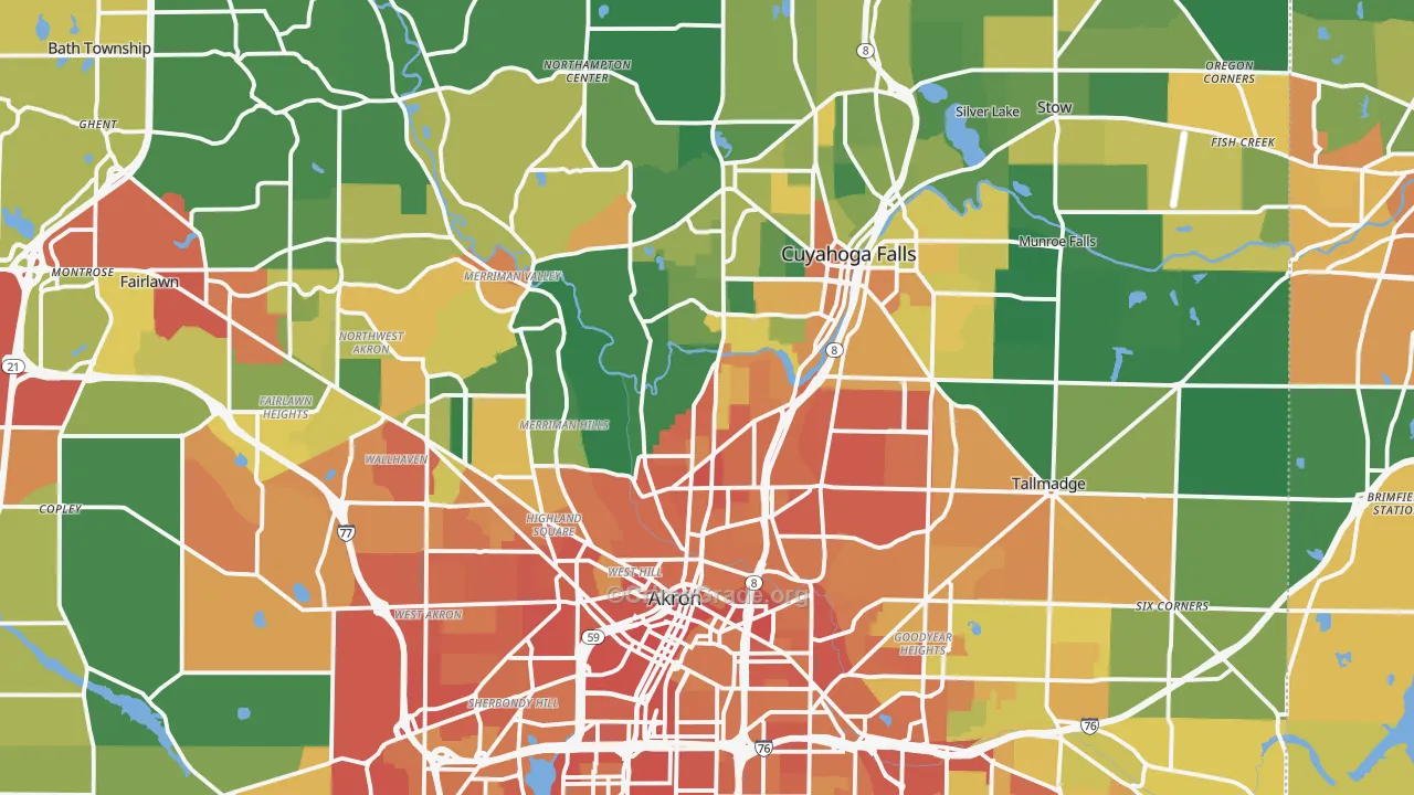 Summit County, OH Map of Assault Rates