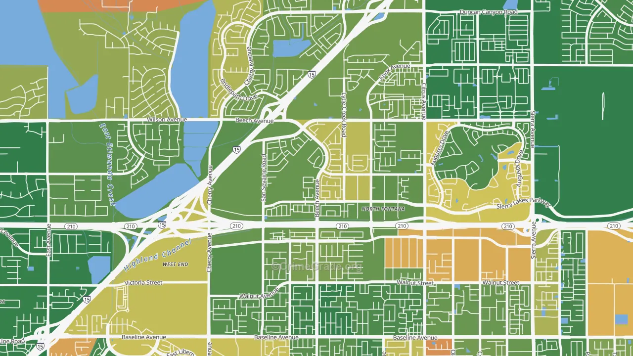 Summit Heights, Fontana, CA Map of Assault Rates
