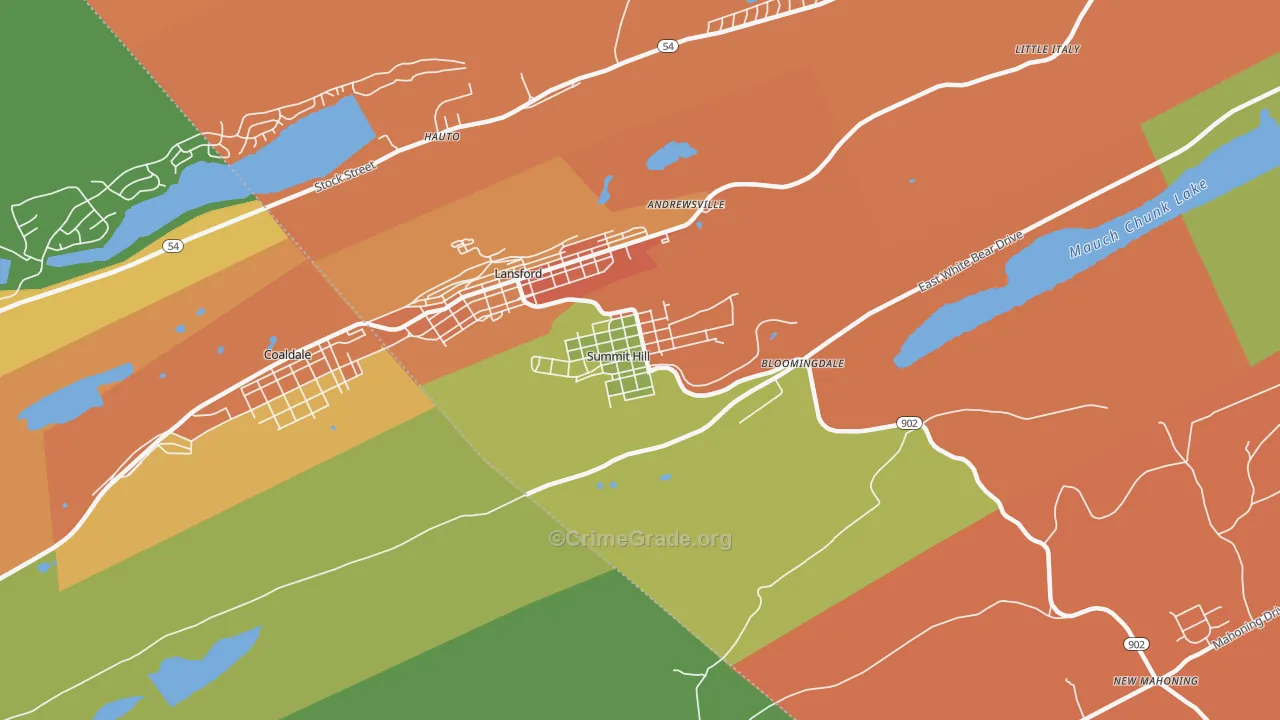 Summit Hill, PA Map of Assault Rates