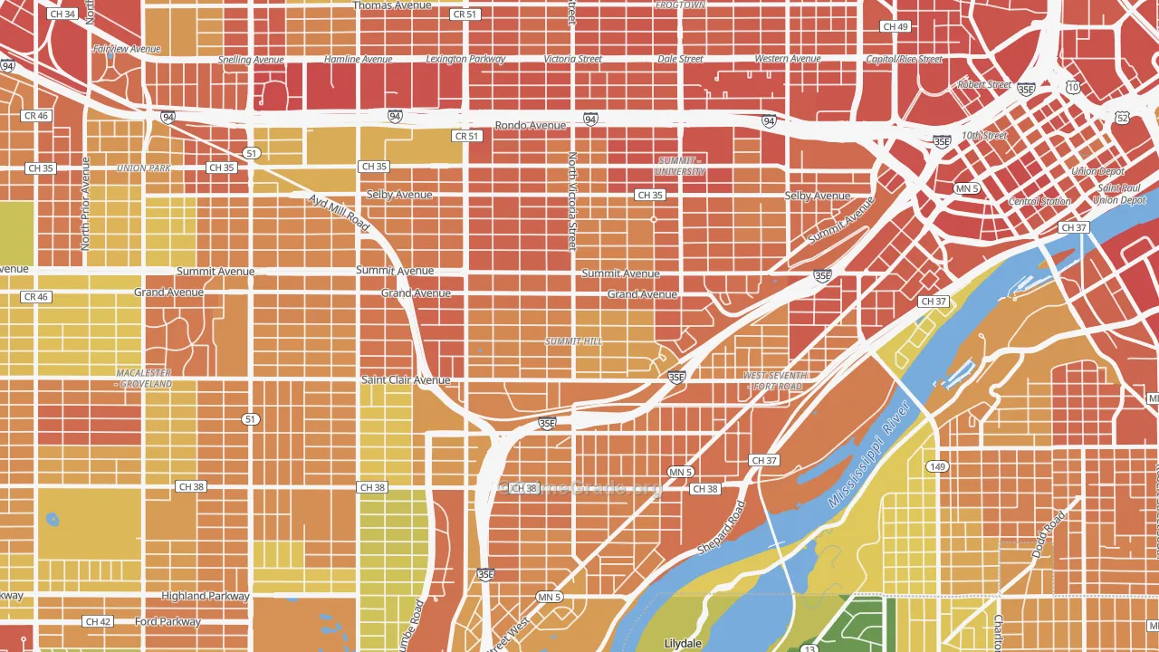 Summit Hill, St. Paul, MN Map of Assault Rates