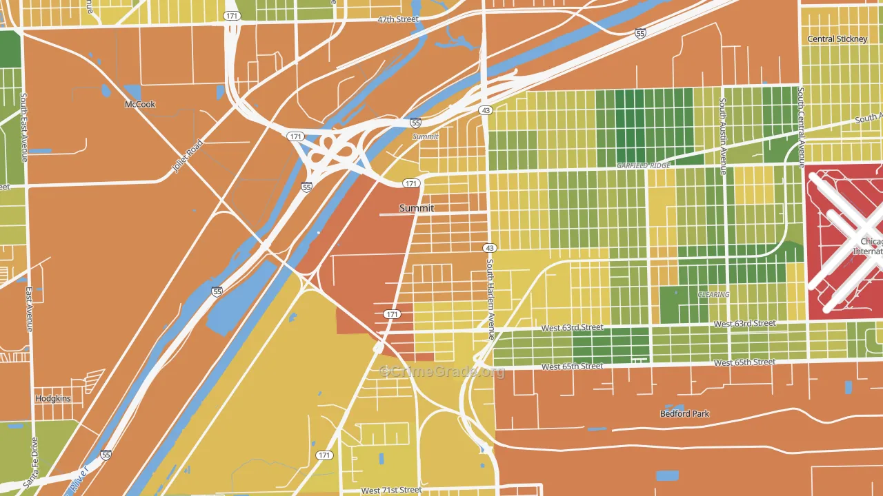 Summit, IL Map of Assault Rates