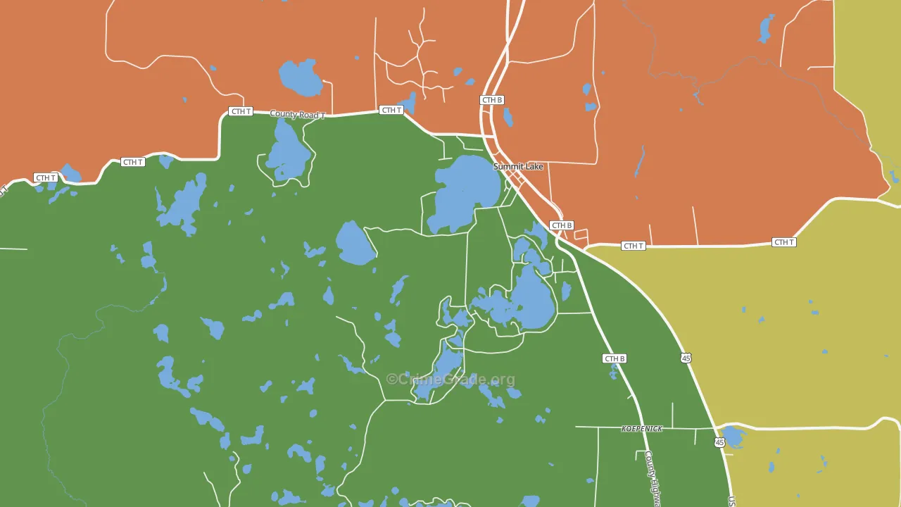 Summit Lake, WI Map of Assault Rates