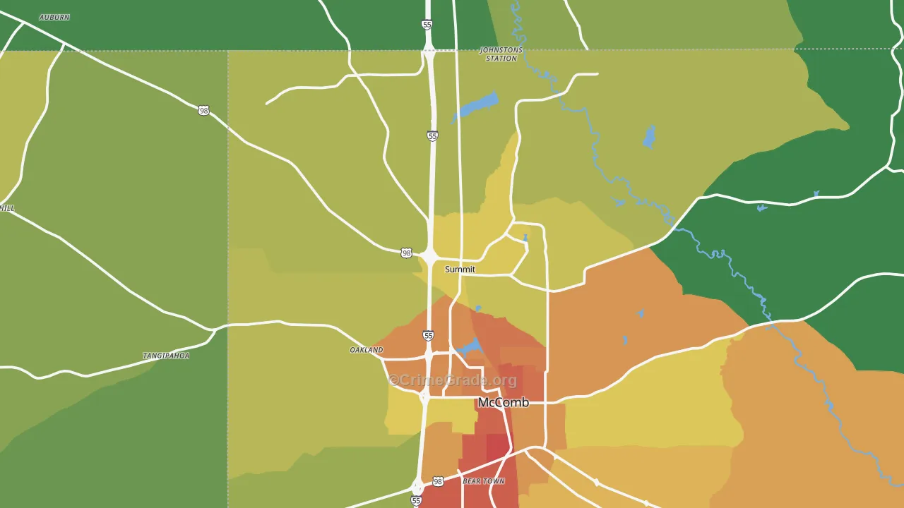 Summit, MS Map of Assault Rates